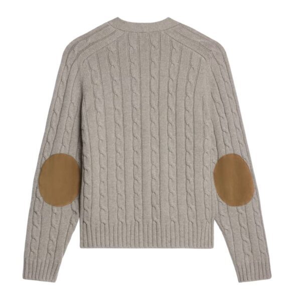 CELINE TRIOMPHE CARDIGAN IN CABLE KNIT CASHMERE LIGHT GREY - Image 5