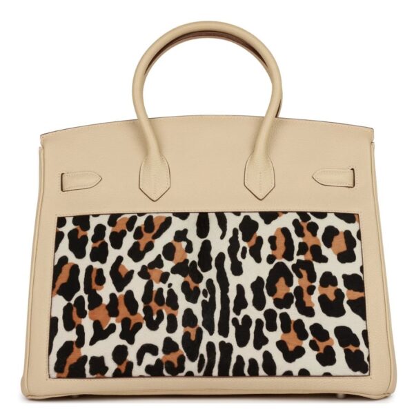 HERMÈS BIRKIN 35 PARCHEMIN TOGO AND LEOPARD TROIKA PALLADIUM HARDWARE - Image 2