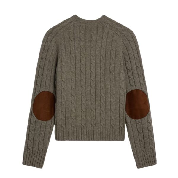 CELINE CABLE KNIT TRIOMPHE SWEATER IN CASHMERE TAUPE - Image 3