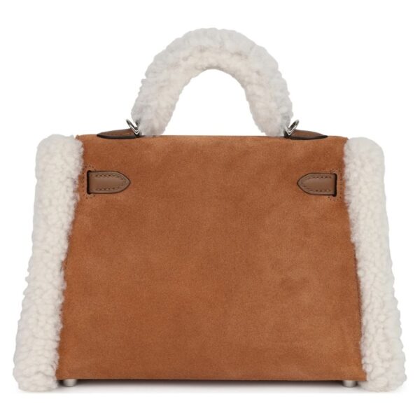 HERMÈS TEDDY KELLY 20 CHAMOIS SHEARLING AND SWIFT PALLADIUM HARDWARE - Image 2