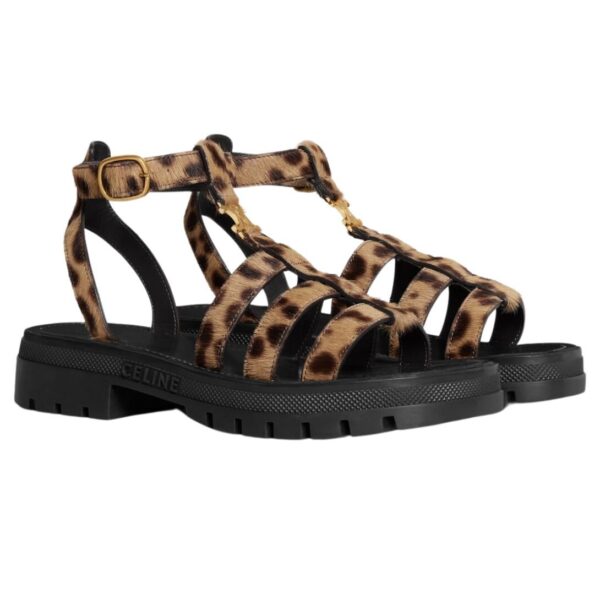 CELINE CLEA TRIOMPHE GLADIATOR SANDAL IN LEOPARD PRINTED HAIRY CALFSKIN - Image 2