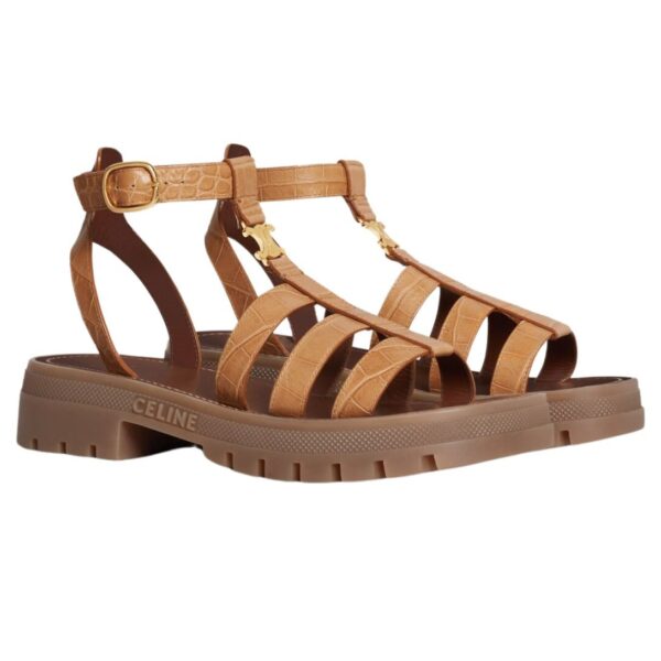 CELINE CLEA TRIOMPHE GLADIATOR SANDAL IN CROCODILE STAMPED CALFSKIN - Image 2