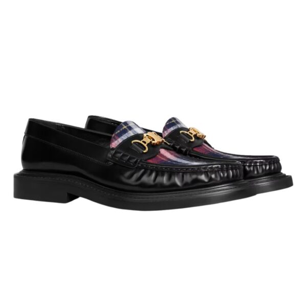 CELINE UNIVERSITÉ TRIOMPHE CHAIN LOAFER IN POLISHED BULL AND TARTAN - Image 2