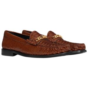 CELINE LUCO TRIOMPHE CHAIN LOAFER IN PATENT PYTHON STAMPED CALFSKIN