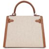 HERMÈS KELLY SELLIER 25 GOLD SWIFT AND ECRU TOILE PALLADIUM HARDWARE - Image 2