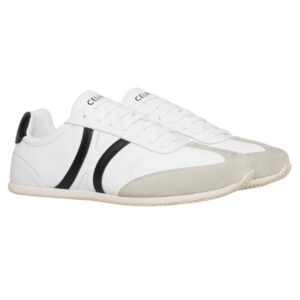CELINE JOGGER LOW LACE UP SNEAKER IN CALFSKIN AND SUEDE CALFSKIN OPTIC WHITE