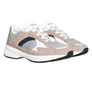 CELINE RUNNER CR 03 LOW LACE UP SNEAKER IN MESH SUEDE CALFSKIN AND CALFSKIN