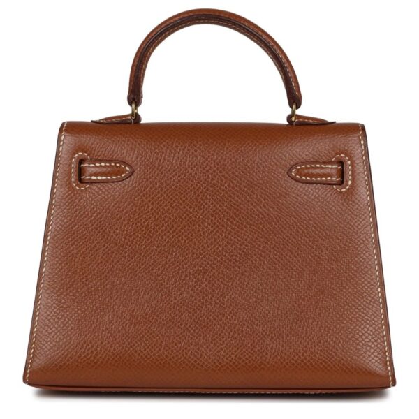 VINTAGE HERMÈS MICRO KELLY SELLIER 15 GOLD COURCHEVEL GOLD HARDWARE - Image 2