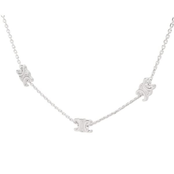 CELINE MINI TRIOMPHE NECKLACE IN BRASS WITH RHODIUM FINISH - Image 2