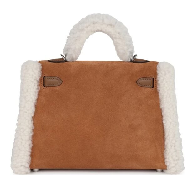 HERMÈS TEDDY KELLY 20 CHAMOIS SHEARLING AND SWIFT PALLADIUM HARDWARE - Image 2