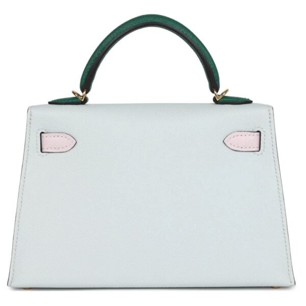 HERMÈS KELLY SELLIER 20 TRI COLOR GRIS PLATINE MAUVE PALE AND VERT MOYEN EPSOM GOLD HARDWARE - Image 2