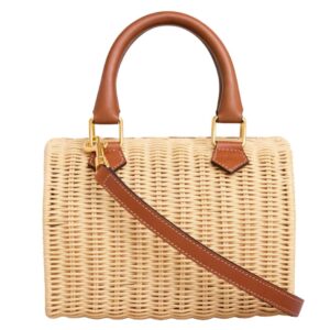 CELINE SMALL BOSTON CUIR TRIOMPHE IN WICKER AND CALFSKIN