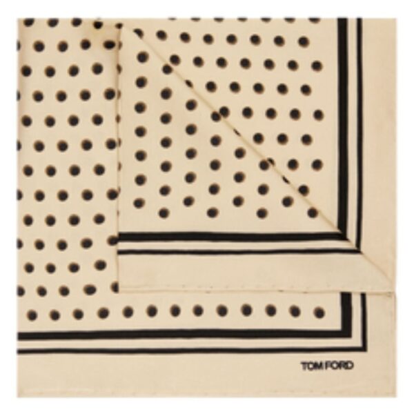 TOM FORD POLKA DOT SQUARE DESIGN POCKET SQUARE CHAMPAGNE - Image 6