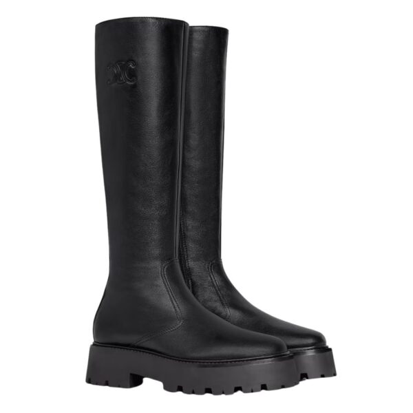 CELINE BULKY CROPPED BOOT WITH TRIOMPHE TASSELS IN SUEDE CALFSKIN AND SHEARLING - Image 2