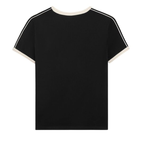 CELINE REGULAR T SHIRT IN COTTON JERSEY BLACK-CREAM - Image 3