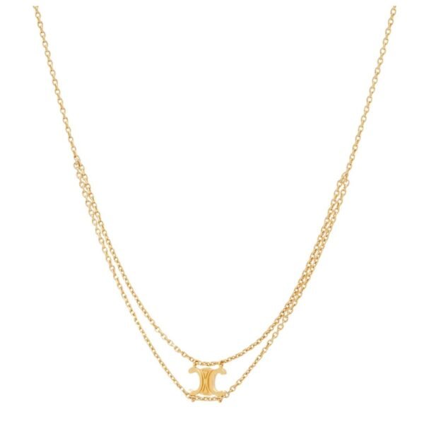CELINE TRIOMPHE SUSPENDED NECKLACE IN BRASS WITH GOLD FINISH - Image 2