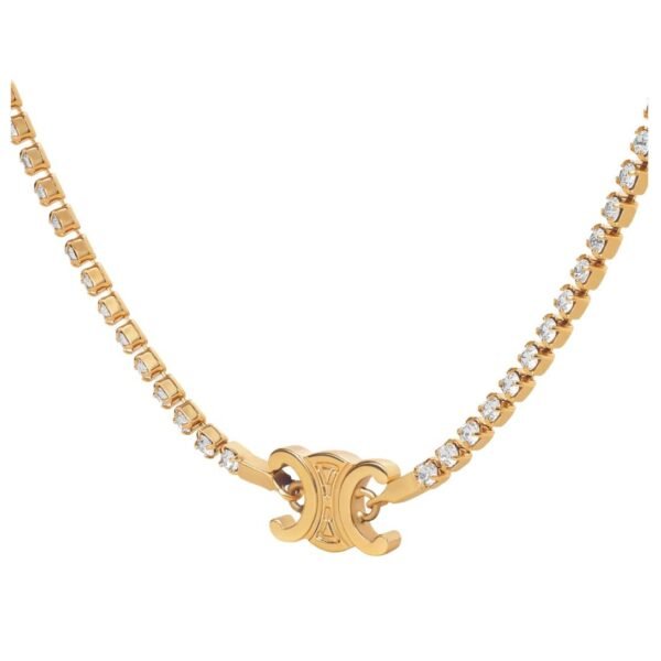 CELINE TRIOMPHE SPARKLE NECKLACE IN BRASS WITH GOLD FINISH AND STRASS - Image 2