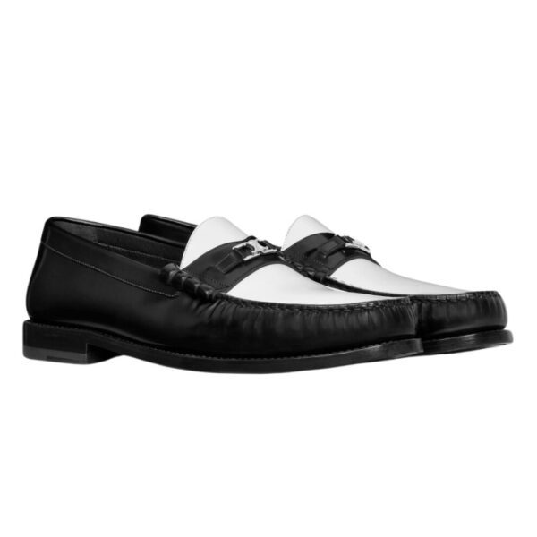 CELINE LUCO TRIOMPHE LOAFER IN POLISHED BULL BLACK-OPTIC WHITE - Image 6