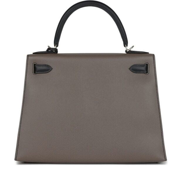 HERMÈS SPECIAL ORDER HSS KELLY SELLIER 28 ETAIN AND BLACK EPSOM BRUSHED PALLADIUM HARDWARE - Image 2
