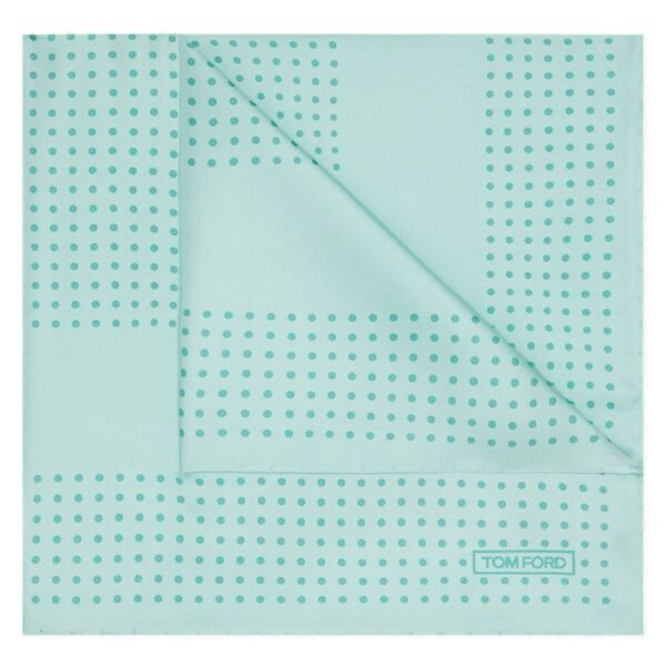 TOM FORD FRAMED POLKA DOT POCKET SQUARE LIGHT BLUE - Image 5