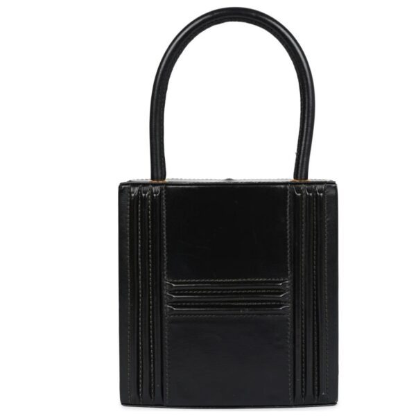 VINTAGE HERMÈS MINI CADENA LOCK BAG BLACK BOX CALF GOLD HARDWARE - Image 2