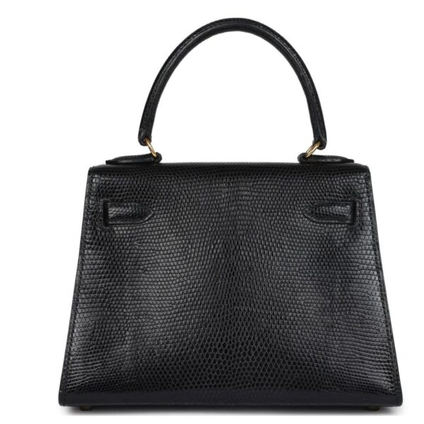 VINTAGE HERMÈS KELLY SELLIER 20 BLACK VARANUS SALVATOR LIZARD GOLD HARDWARE - Image 2