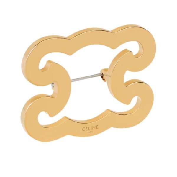 CELINE TRIOMPHE FRAME BROOCH IN BRASS WITH GOLD FINISH AND STEEL - Image 2