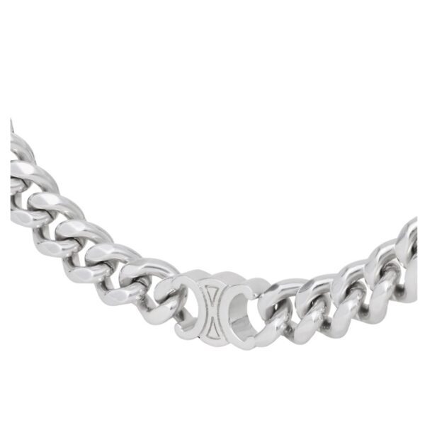 CELINE TRIOMPHE SMALL GOURMETTE NECKLACE IN BRASS WITH RHODIUM FINISH - Image 2