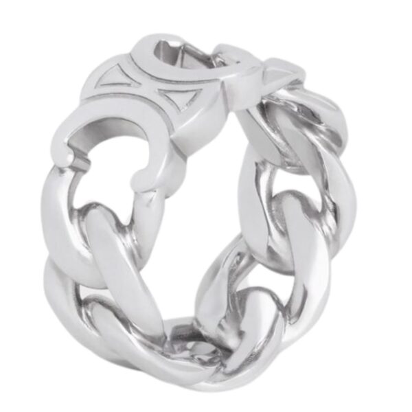 CELINE TRIOMPHE GOURMETTE RING IN BRASS WITH RHODIUM FINISH - Image 2