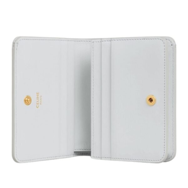 CELINE TRIOMPHE COMPACT WALLET IN SHINY CALFSKIN MOON - Image 8