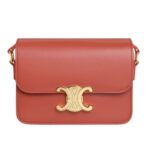 CELINE TEEN TRIOMPHE BAG IN SHINY CALFSKIN RED CANYON