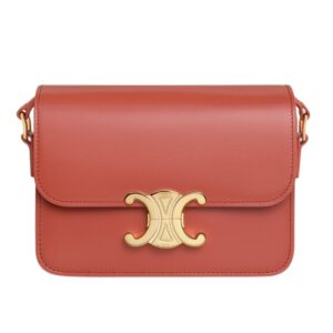 CELINE TEEN TRIOMPHE BAG IN SHINY CALFSKIN RED CANYON
