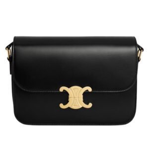 CELINE CLASSIQUE TRIOMPHE BAG IN SHINY CALFSKIN BLACK