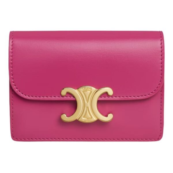 CELINE CARD HOLDER WITH FLAP TRIOMPHE IN SHINY CALFSKIN BRONZE - Image 5