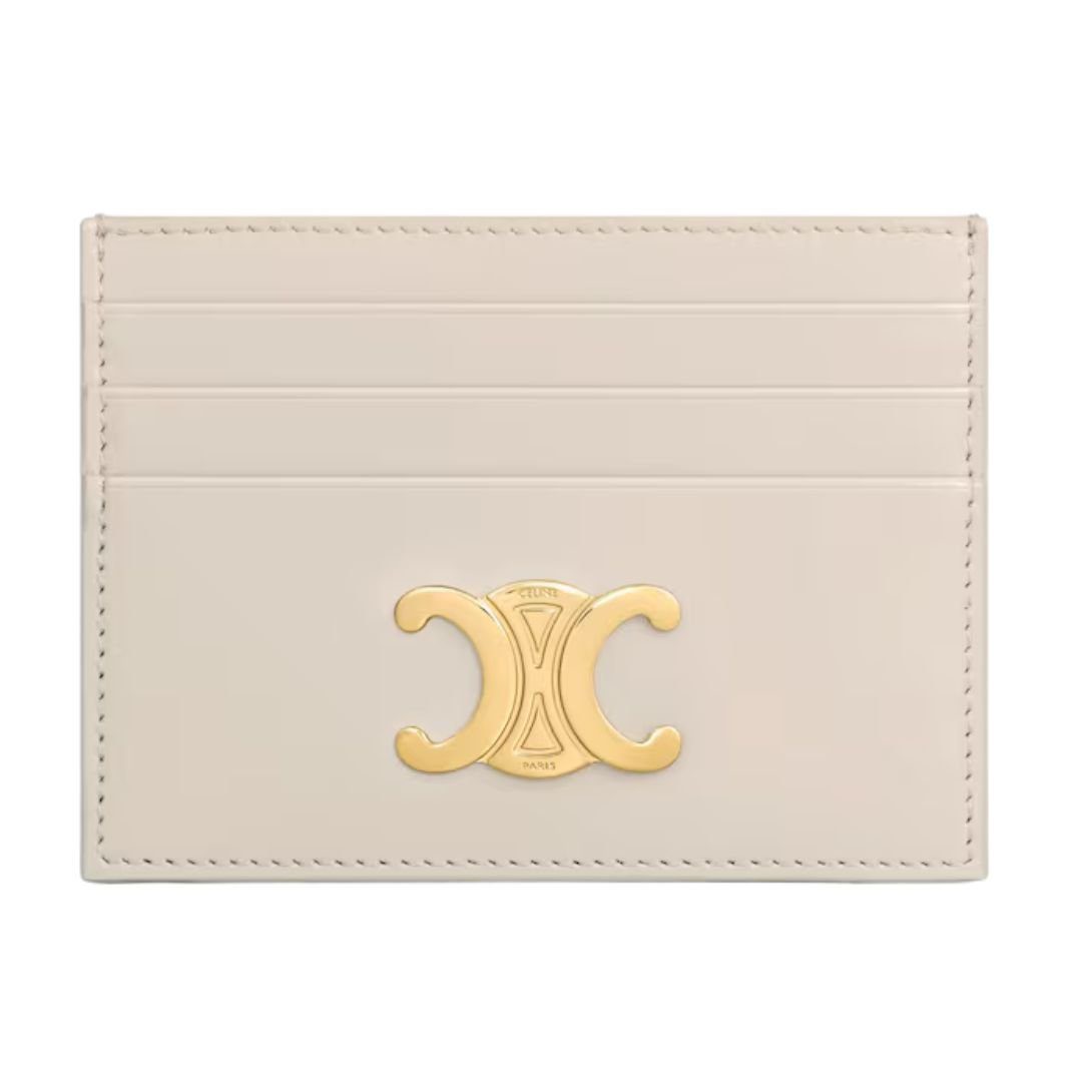 25-15-1.jpg CELINE CARD HOLDER TRIOMPHE IN SHINY CALFSKIN PALE BEIGE