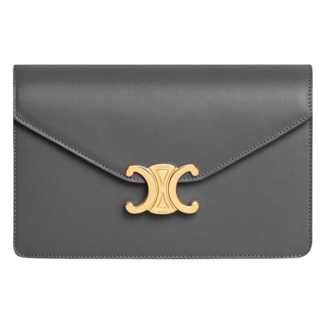 CELINE WALLET ON CHAIN MARGO IN SHINY CALFSKIN ANTHRACITE
