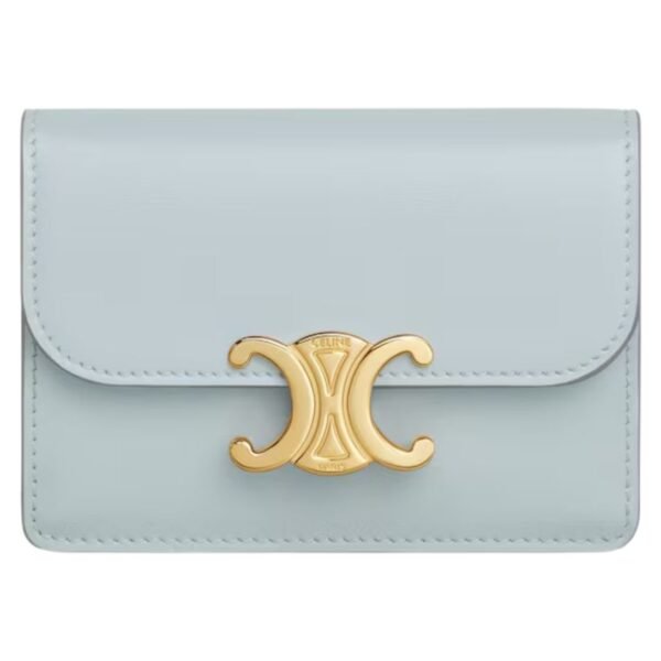 CELINE CARD HOLDER WITH FLAP TRIOMPHE IN SHINY CALFSKIN PEBBLE - Image 6