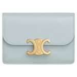 CELINE CARD HOLDER WITH FLAP TRIOMPHE IN SHINY CALFSKIN ICE BLUE