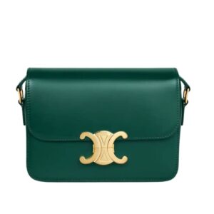CELINE TEEN TRIOMPHE BAG IN SHINY CALFSKIN RACING GREEN