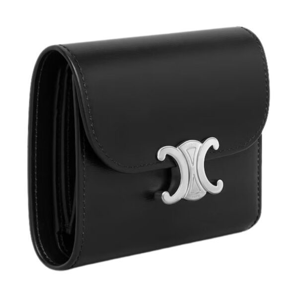 CELINE SMALL FLAP WALLET TRIOMPHE IN SHINY CALFSKIN BLACK - Image 16