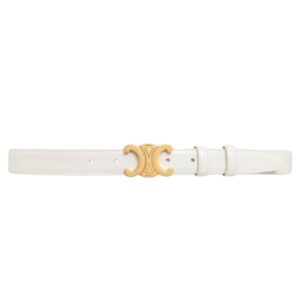 CELINE MEDIUM TRIOMPHE BELT IN TAURILLON LEATHER WHITE