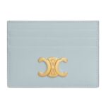 CELINE CARD HOLDER TRIOMPHE IN SHINY CALFSKIN ICE BLUE