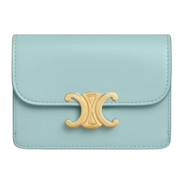 CELINE CARD HOLDER WITH FLAP TRIOMPHE IN SHINY CALFSKIN PEBBLE - Image 7