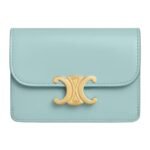 CELINE CARD HOLDER WITH FLAP TRIOMPHE IN SHINY CALFSKIN POOL