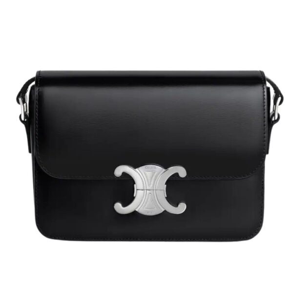 CELINE TEEN TRIOMPHE BAG IN SHINY CALFSKIN ALMOND GREEN - Image 8