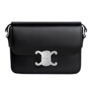 CELINE TEEN TRIOMPHE BAG IN SHINY CALFSKIN BLACK