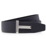 TOM FORD GRAIN LEATHER T ICON BELT DARK NAVY