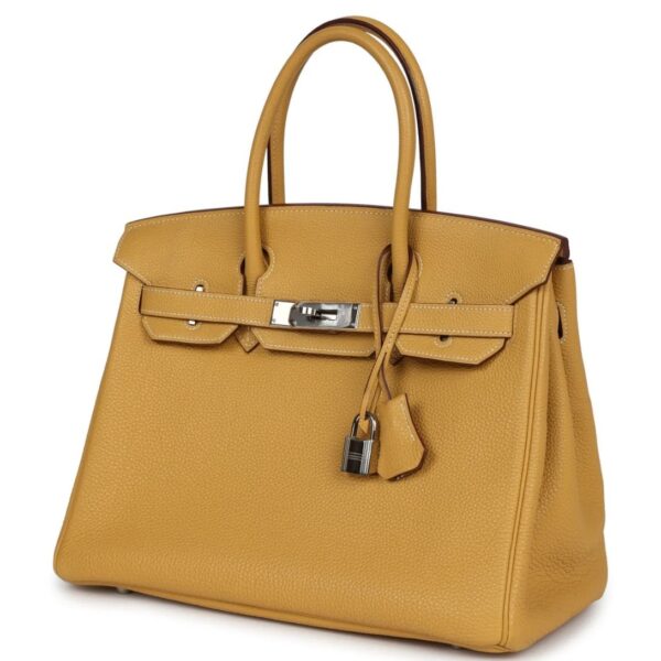 PRE-OWNED HERMÈS BIRKIN 30 CURRY TOGO PALLADIUM HARDWARE - Image 3