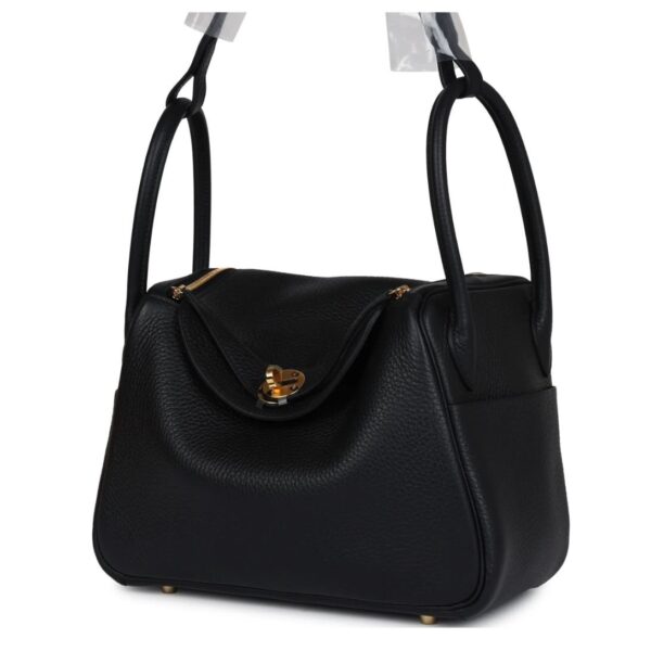 HERMÈS LINDY 26 BLACK CLEMENCE GOLD HARDWARE - Image 3