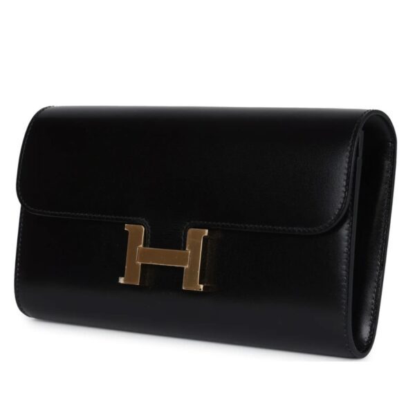 HERMÈS ROCK CONSTANCE WALLET TO GO BLACK BOX GOLD HARDWARE - Image 3